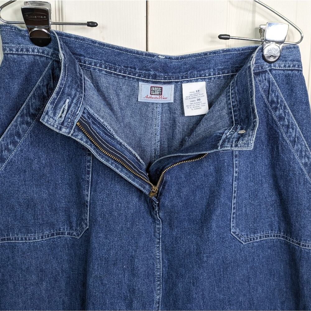 Vintage Denim Midi Jean Skirt 12 Modest Y2K Cottagecore Western Long Prairie - Picture 7 of 13